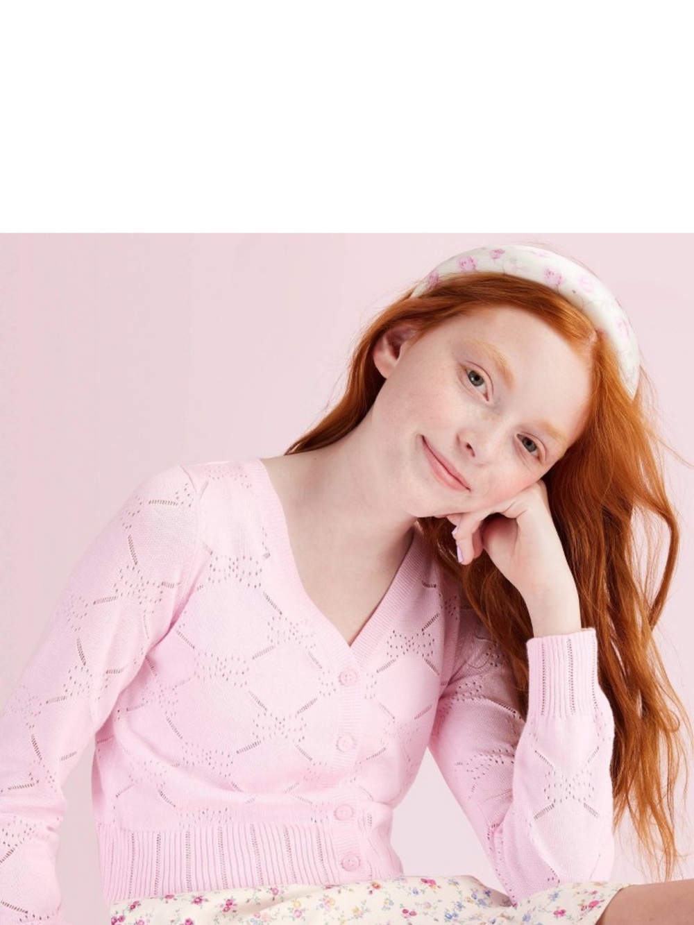 Shrunken Pointelle Bow Cardigan from LoveShackFancy x Target. (girls, Pink XL)